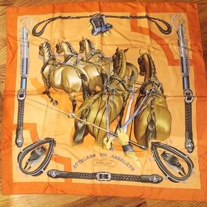 Hermes orange horse scarf